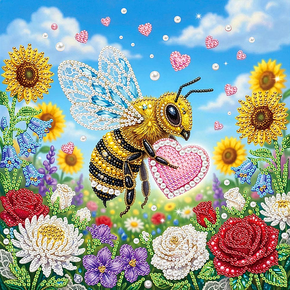 Diamond Painting | Pearl Painting | Bee in Flower Bush