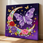Diamond Painting | Pearl Painting | Butterflies, Flowers and Crescent Moon