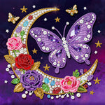 Diamond Painting | Pearl Painting | Butterflies, Flowers and Crescent Moon