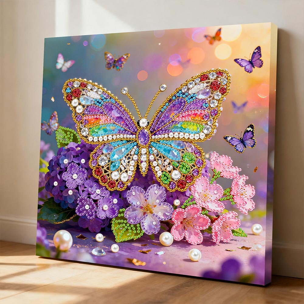 Diamond Painting | Pearl Painting | Butterfly and Hydrangea