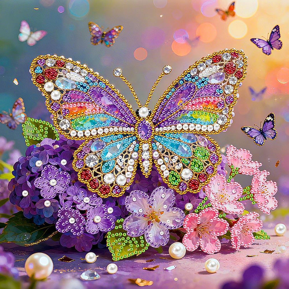 Diamond Painting | Pearl Painting | Butterfly and Hydrangea