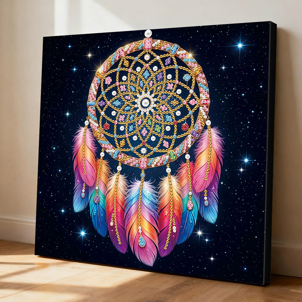 Diamond Painting | Pearl Painting | Feather Dreamcatcher in the Starry Sky
