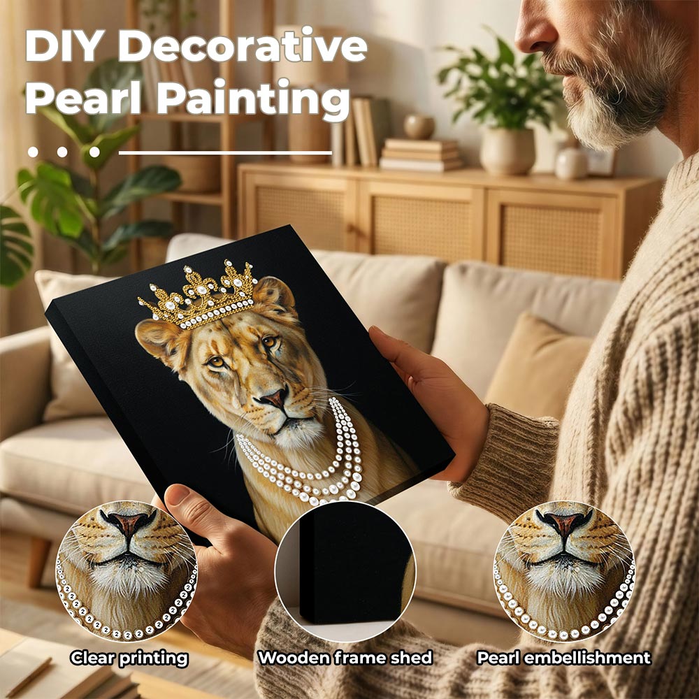 Diamond Painting | Pearl Painting | Female Lion Wearing a Crown