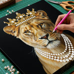 Diamond Painting | Pearl Painting | Female Lion Wearing a Crown