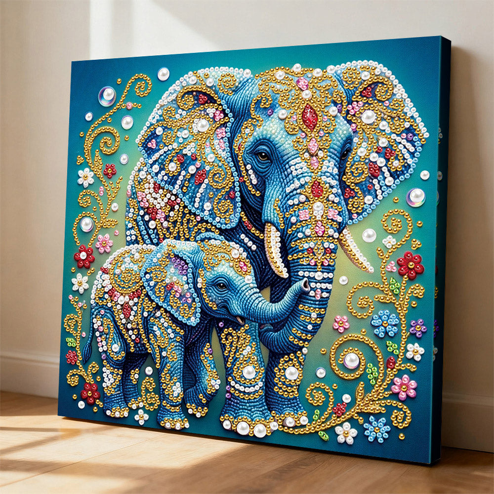 Diamond Painting | Pearl Painting | Luxurious Elephant Mother and Baby