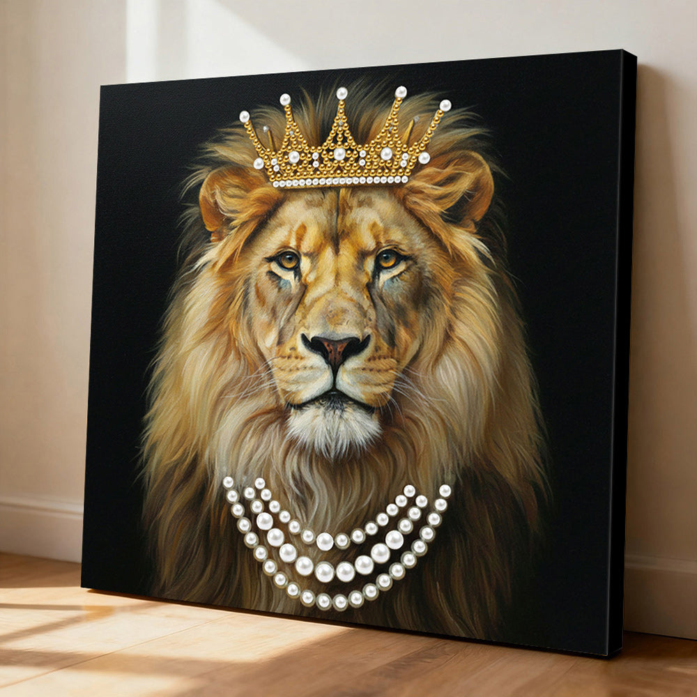 Diamond Painting | Pearl Painting | Male Lion Wearing a Crown