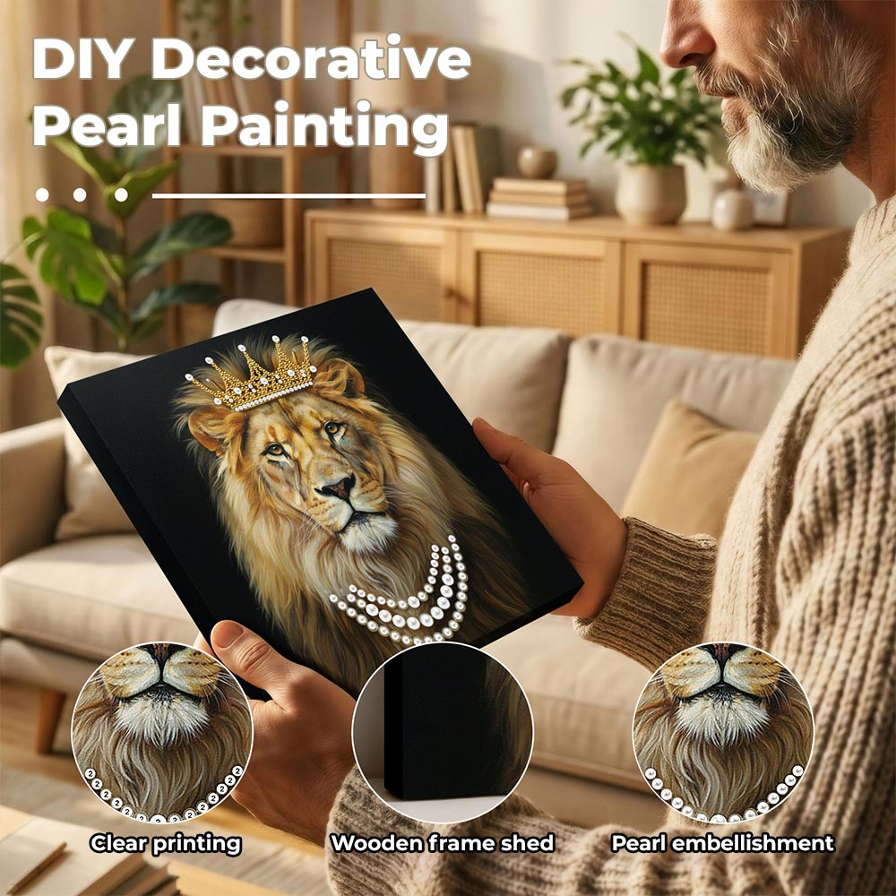 Diamond Painting | Pearl Painting | Male Lion Wearing a Crown