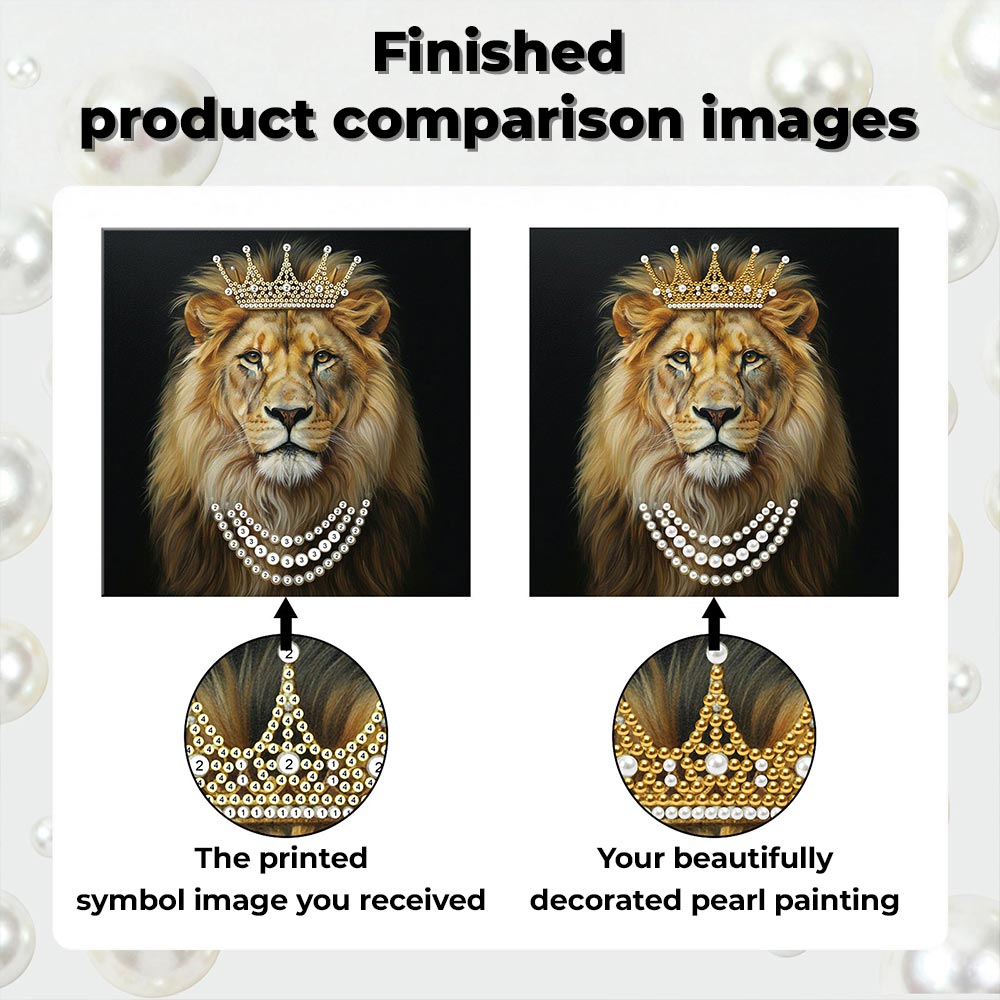 Diamond Painting | Pearl Painting | Male Lion Wearing a Crown