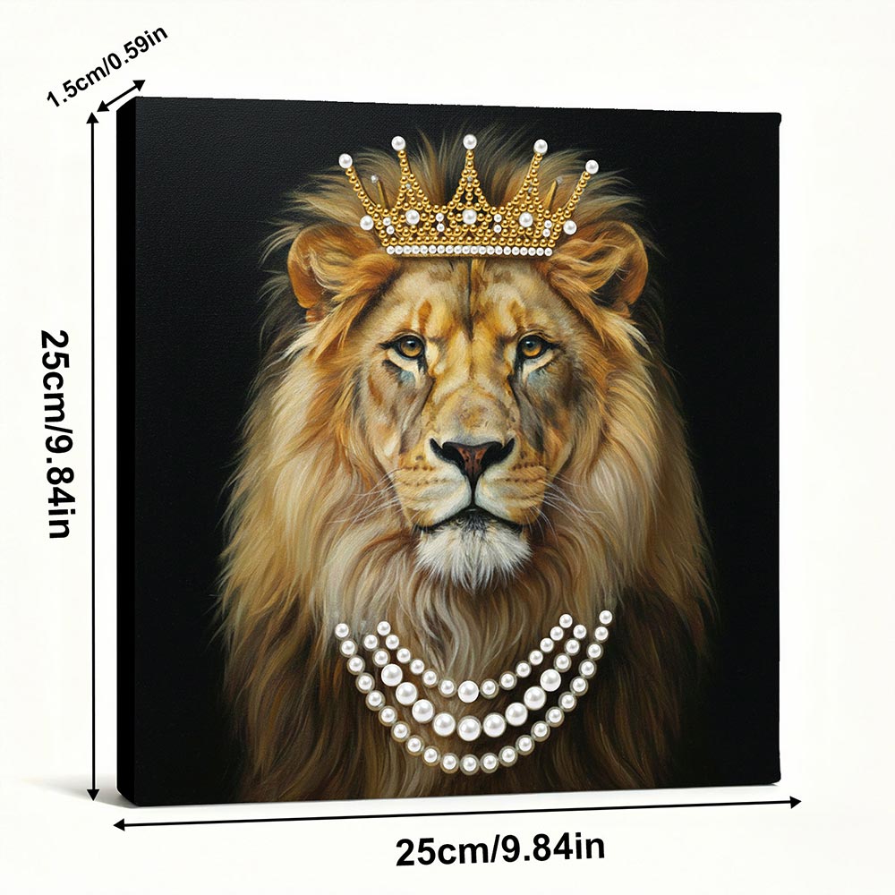 Diamond Painting | Pearl Painting | Male Lion Wearing a Crown