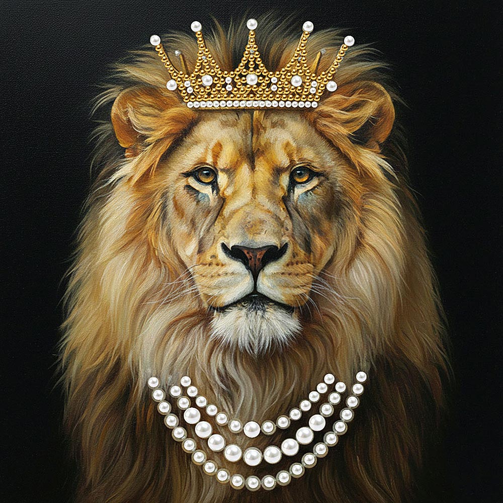 Diamond Painting | Pearl Painting | Male Lion Wearing a Crown