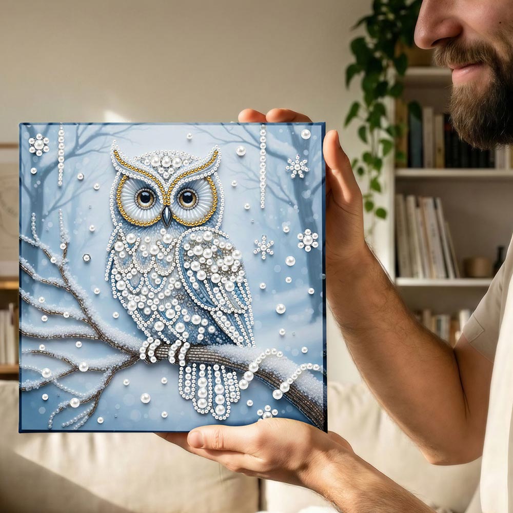 Diamond Painting | Pearl Painting | Owl in the Snow Forest