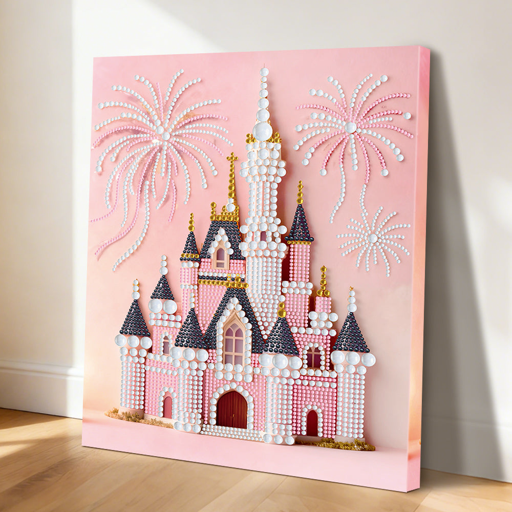 Diamond Painting | Pearl Painting | Pink Castle and Fireworks