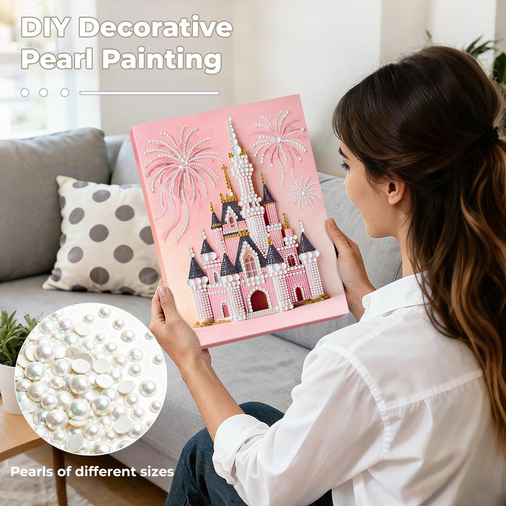 Diamond Painting | Pearl Painting | Pink Castle and Fireworks