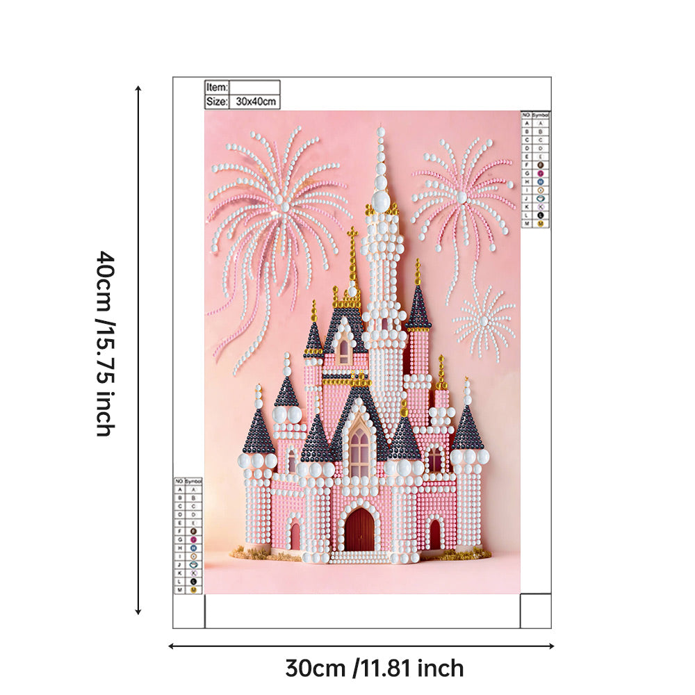 Diamond Painting | Pearl Painting | Pink Castle and Fireworks