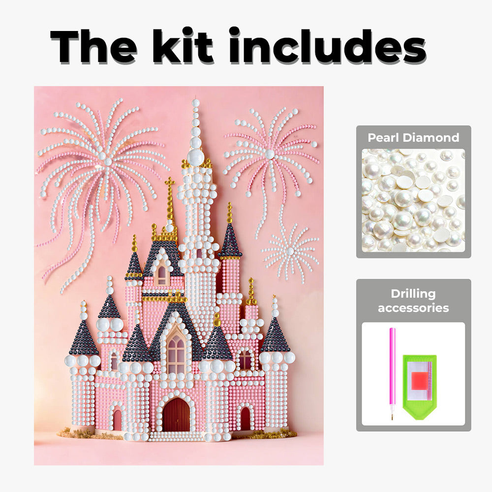 Diamond Painting | Pearl Painting | Pink Castle and Fireworks