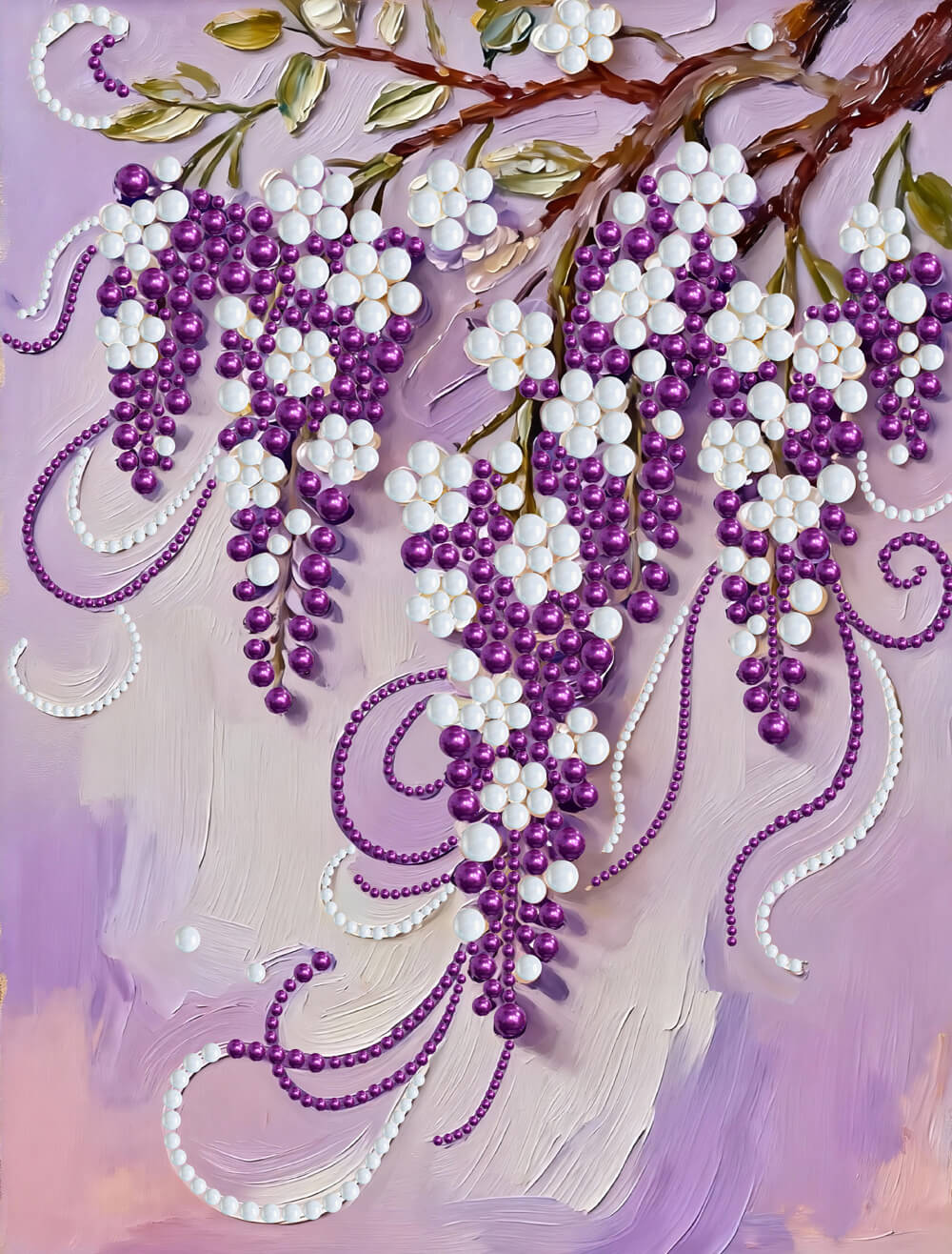 Diamond Painting | Pearl Painting | Purple and White Grapes on the Grapevine