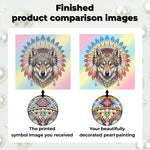 Diamond Painting | Pearl Painting | Tribal Wolf adorned with Feathers