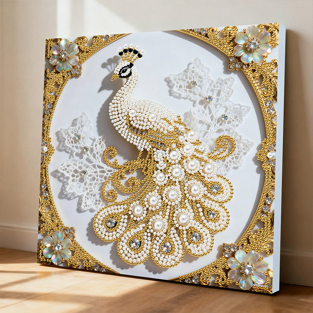Diamond Painting | Pearl Painting | White Peacock