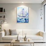 Diamond Painting | Pearl Painting | White Sailboat on Blue Waves