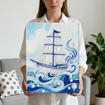 Diamond Painting | Pearl Painting | White Sailboat on Blue Waves
