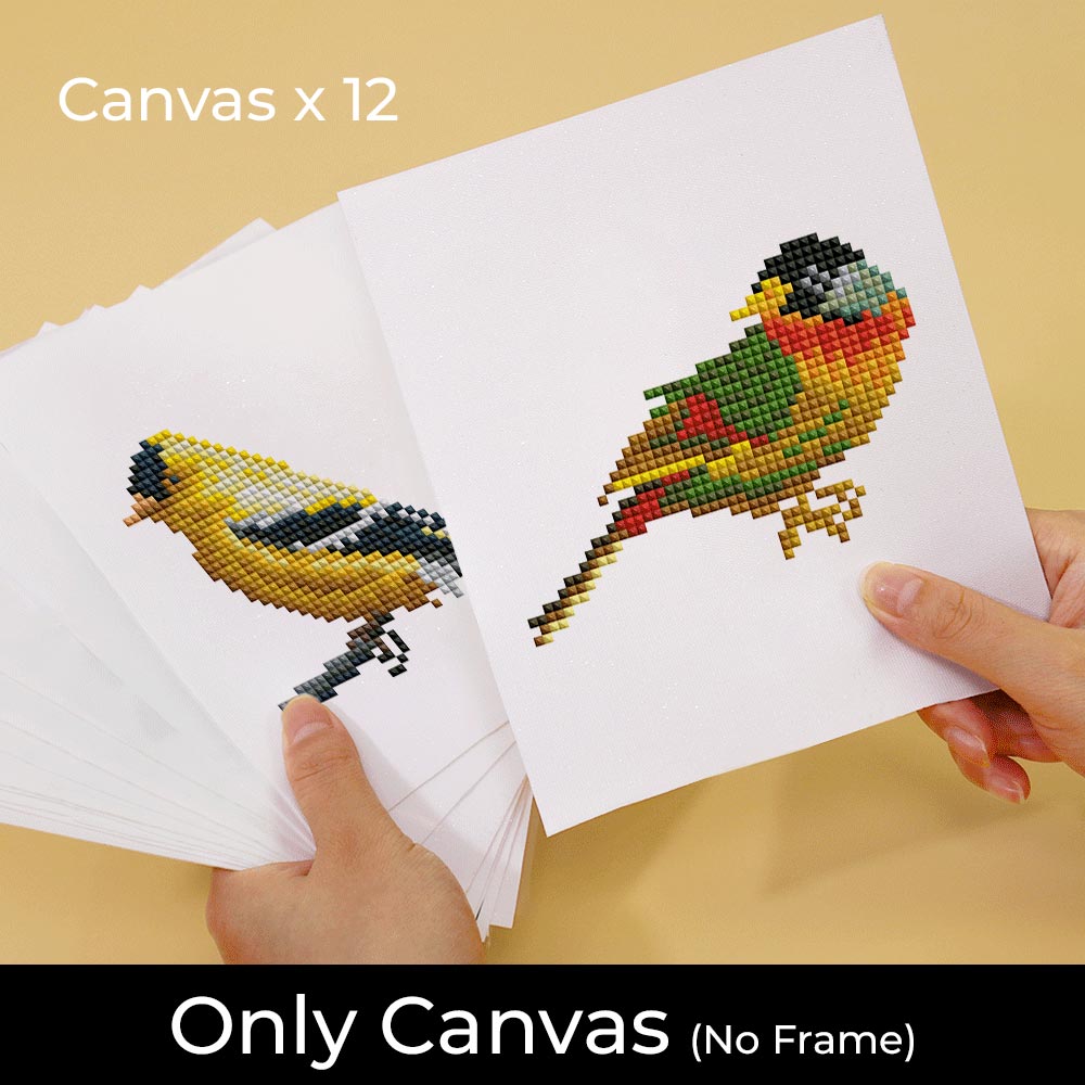 Different Kinds of Birds 12Pcs - Mini Diamond Painting Kit