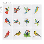 Different Kinds of Birds 12Pcs - Mini Diamond Painting Kit