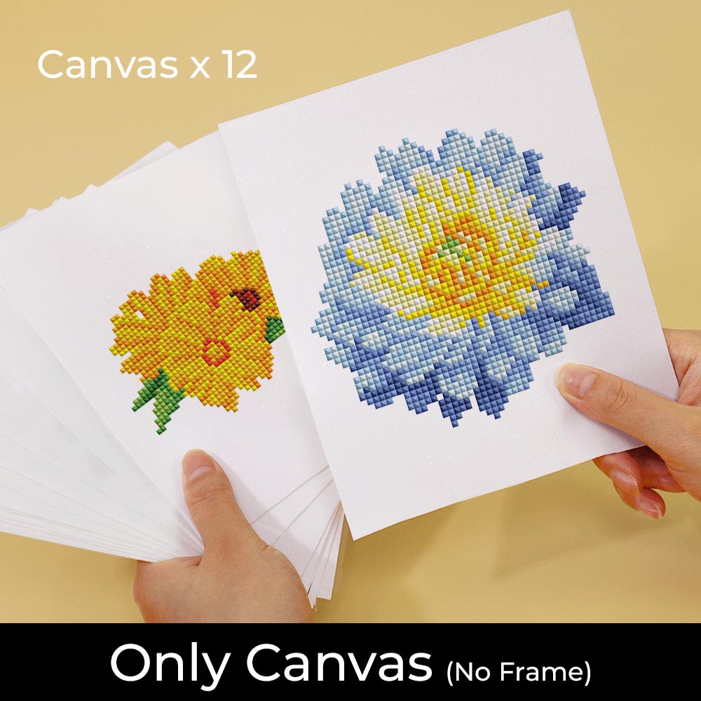 Different Varieties of Flowers 12Pcs - Mini Diamond Painting Kit