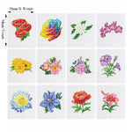 Different Varieties of Flowers 12Pcs - Mini Diamond Painting Kit