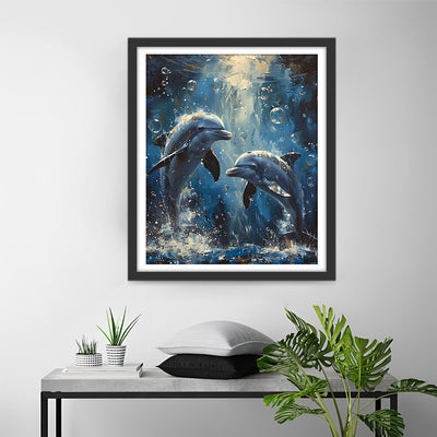 Dolphin Couple under the Blue Sea Diamond Painting