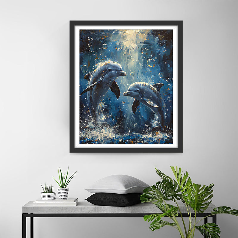 Dolphin Couple under the Blue Sea Diamond Painting