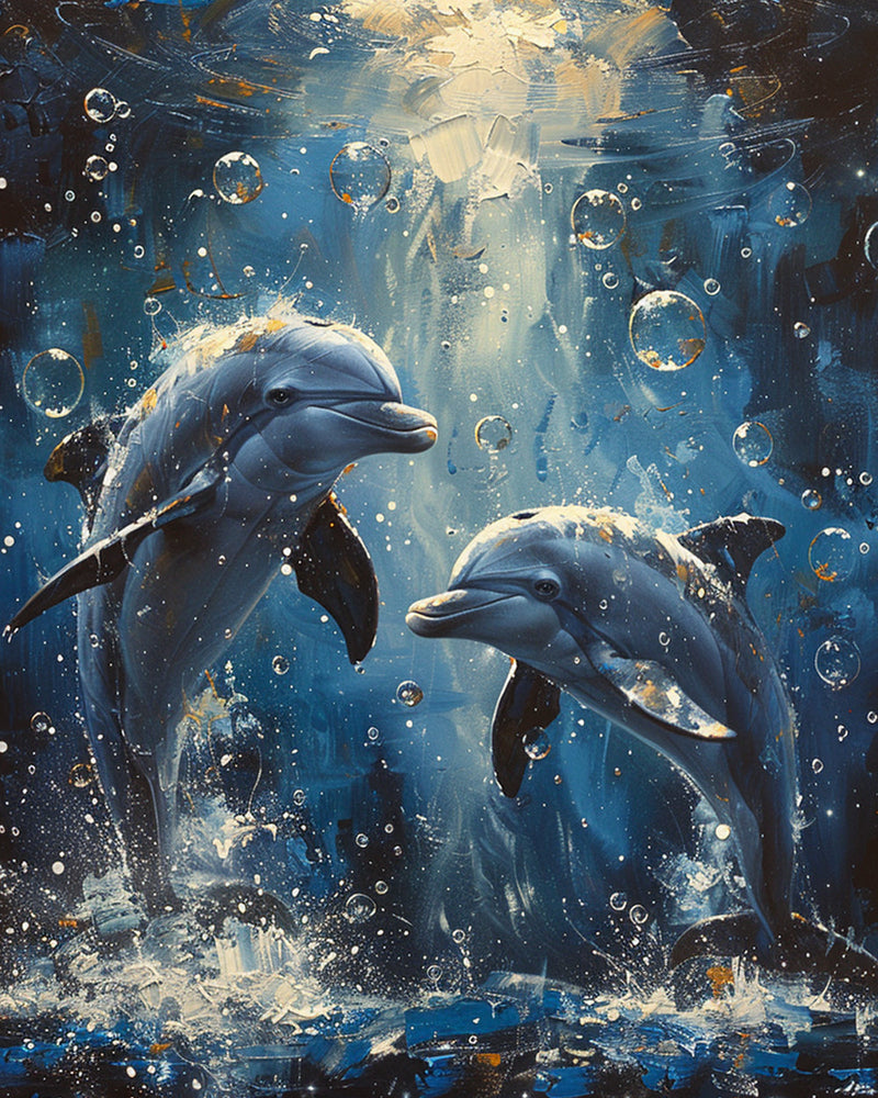 Dolphin Couple under the Blue Sea Diamond Painting