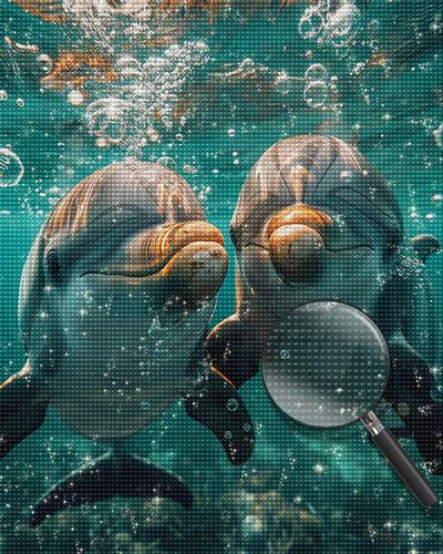 Dolphin Couple under the Green Sea Diamond Painting
