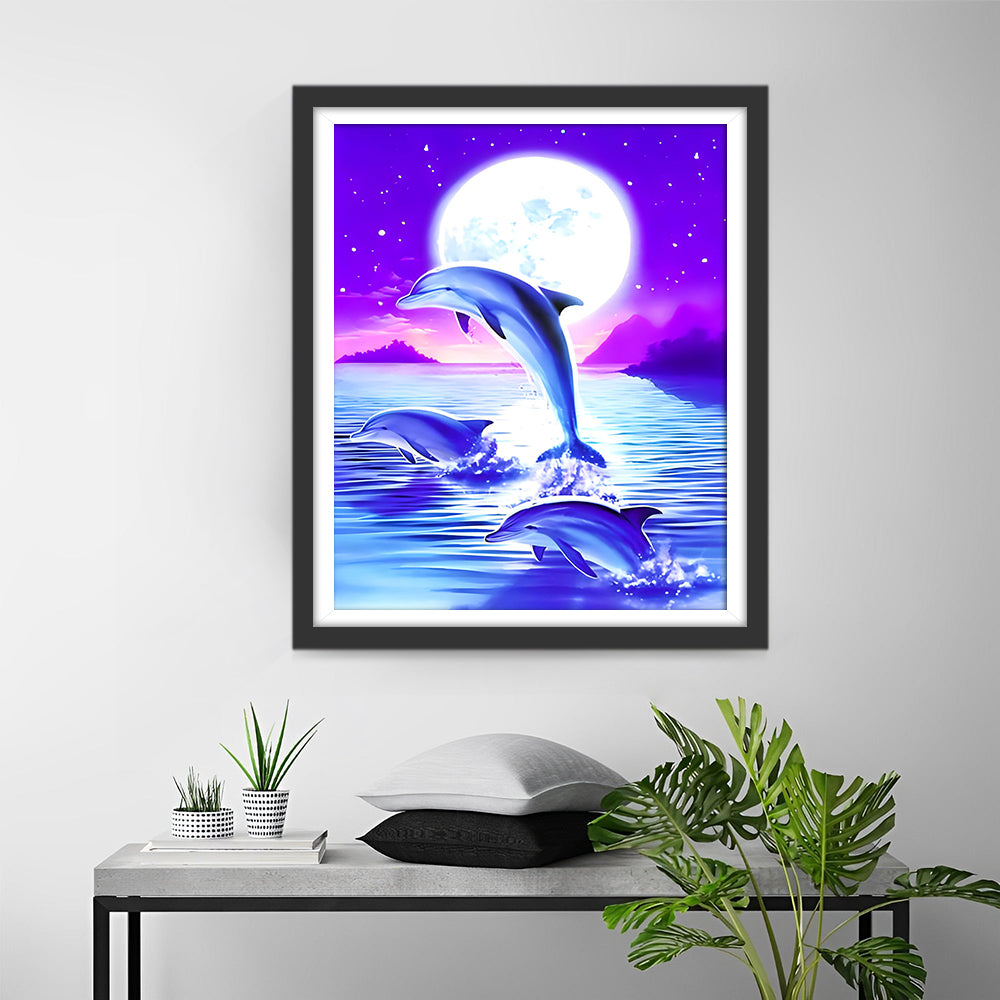 Dolphins and Moon Diamond Painting