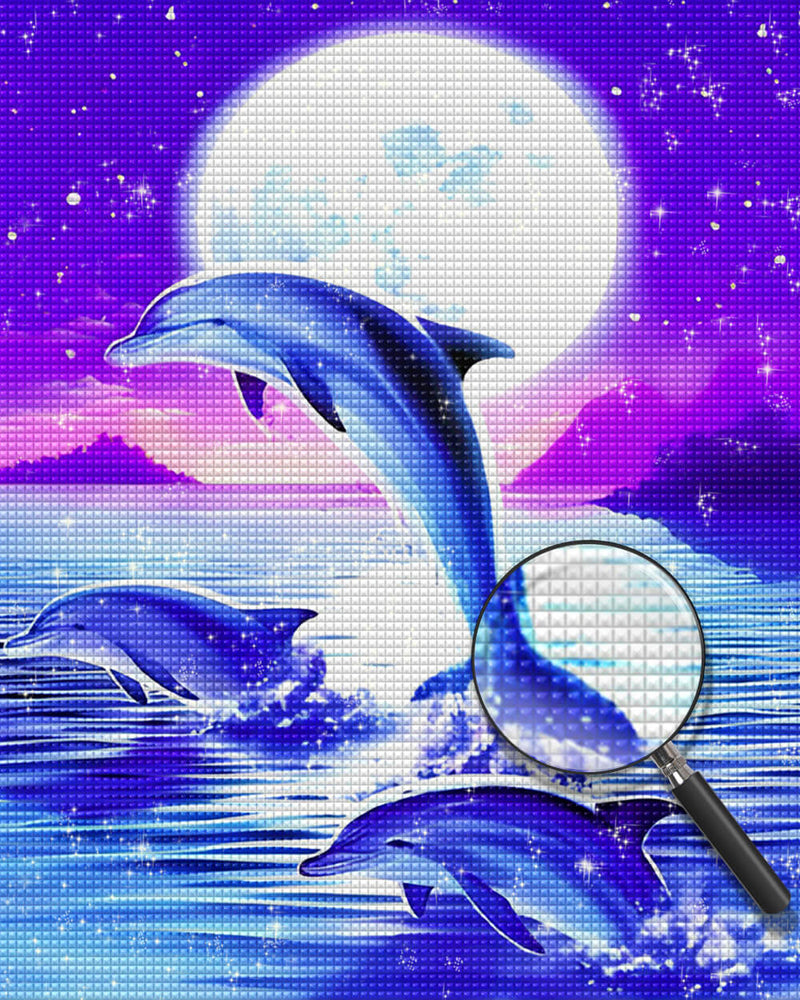 Dolphins and Moon Diamond Painting
