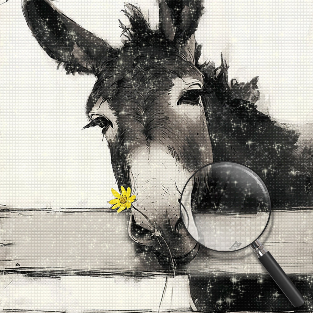 Donkey and Yellow Daisy Diamond Painting