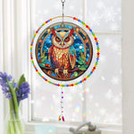 Double-Sided Diamond Painting Crystal Suncatcher Hanging Ornament - A Serious Owl