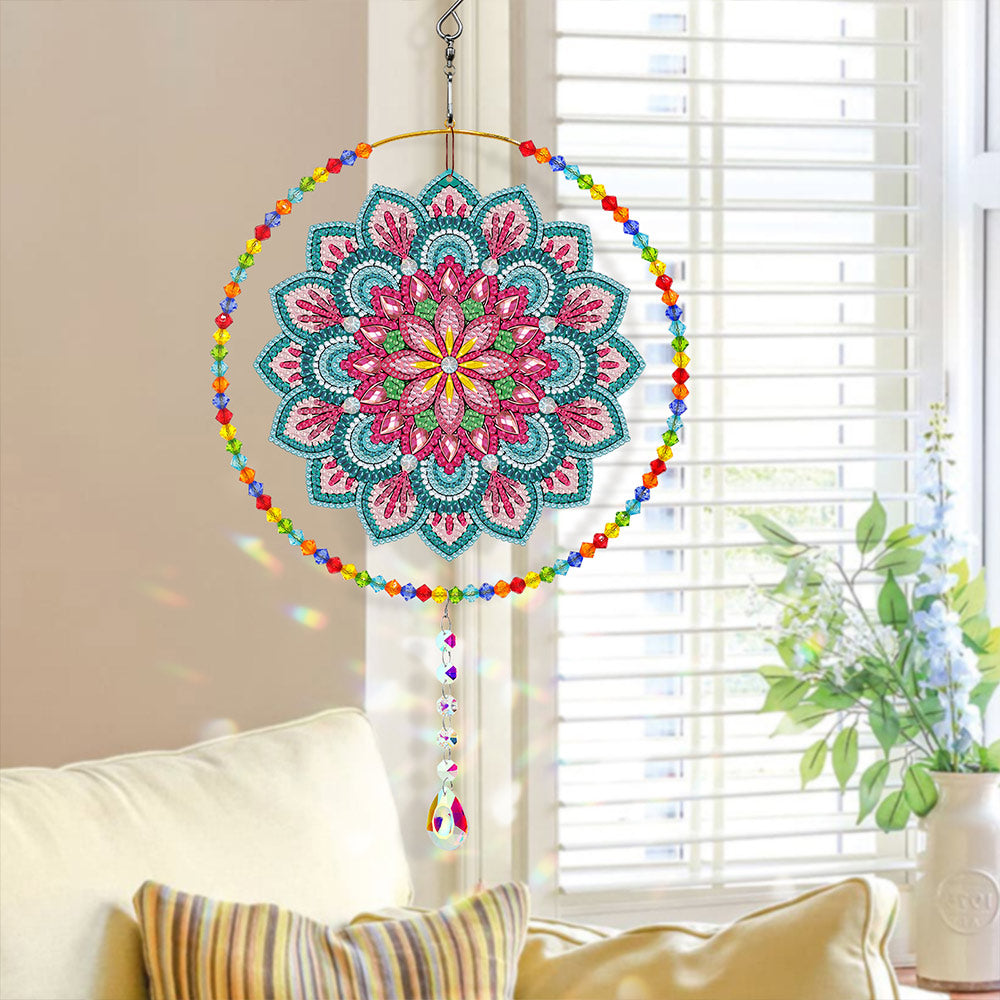 Double-Sided Diamond Painting Crystal Suncatcher Hanging Ornament - Lotus Mandala