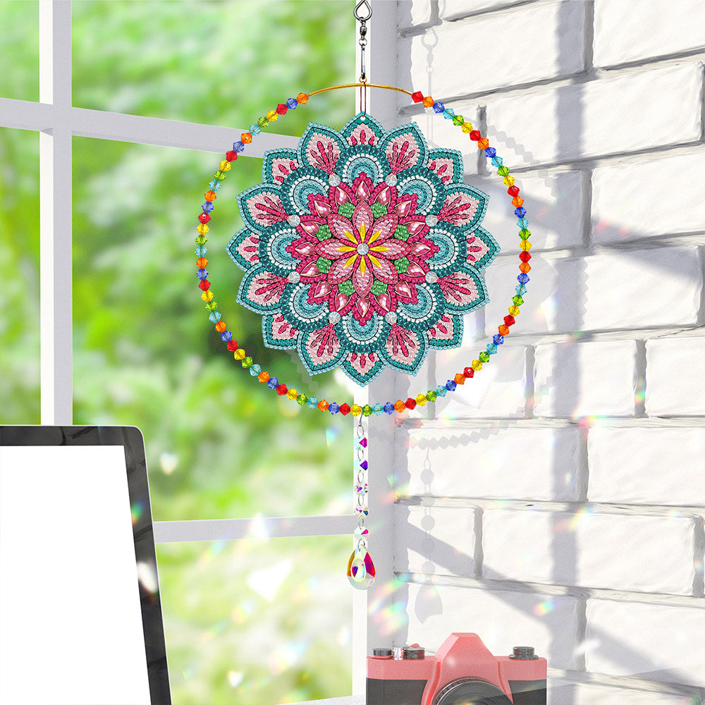 Double-Sided Diamond Painting Crystal Suncatcher Hanging Ornament - Lotus Mandala