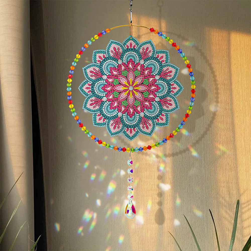 Double-Sided Diamond Painting Crystal Suncatcher Hanging Ornament - Lotus Mandala