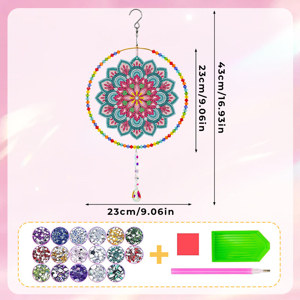 Double-Sided Diamond Painting Crystal Suncatcher Hanging Ornament - Lotus Mandala