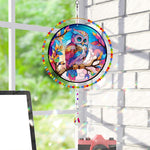 Double-Sided Diamond Painting Crystal Suncatcher Hanging Ornament - Rainbow Owl
