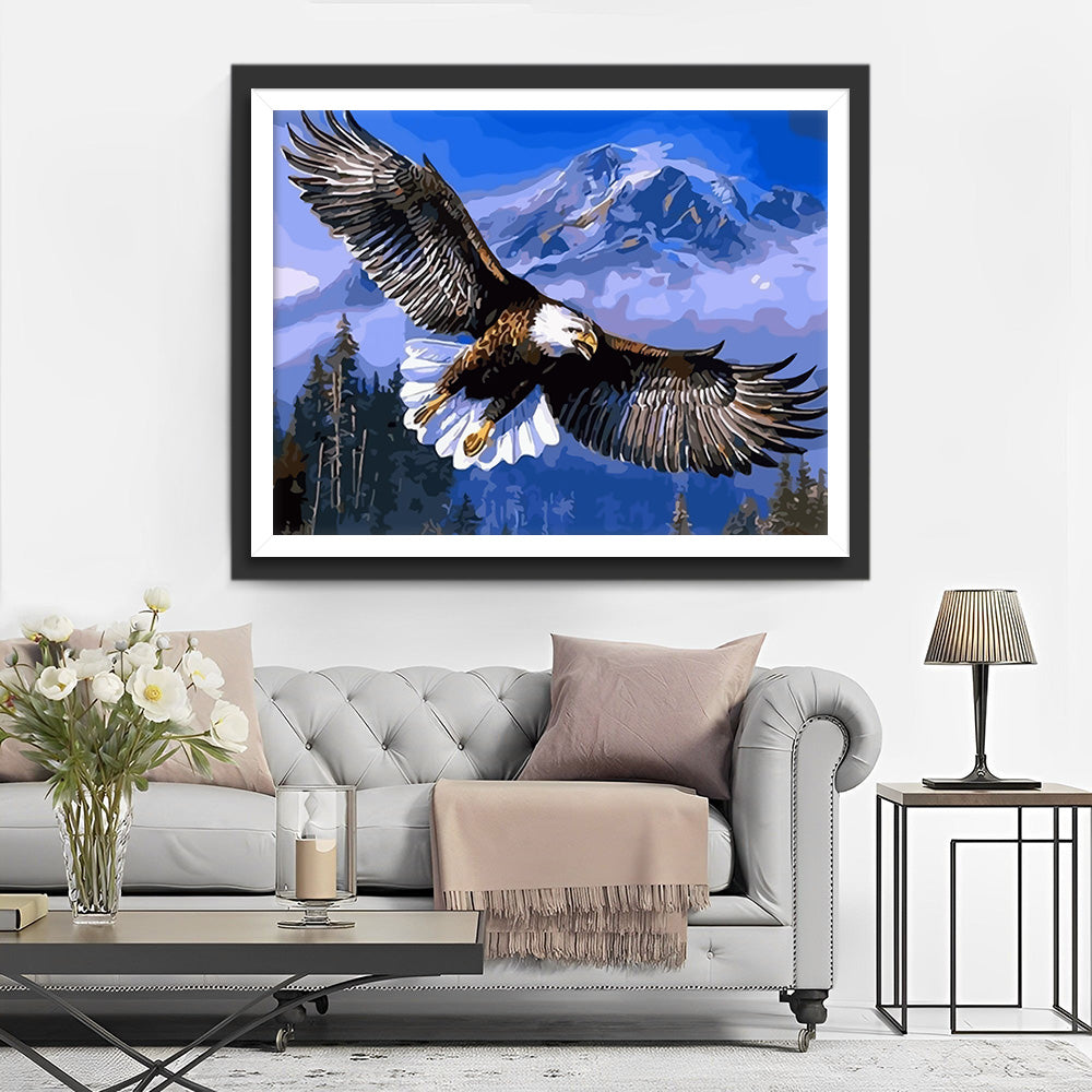 Eagle Flying over Mountains Diamond Painting