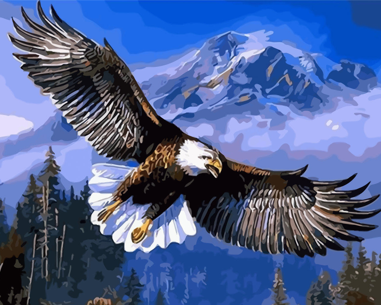 Eagle Flying over Mountains Diamond Painting