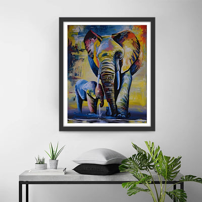Elephant and Baby Elephant Diamond Painting