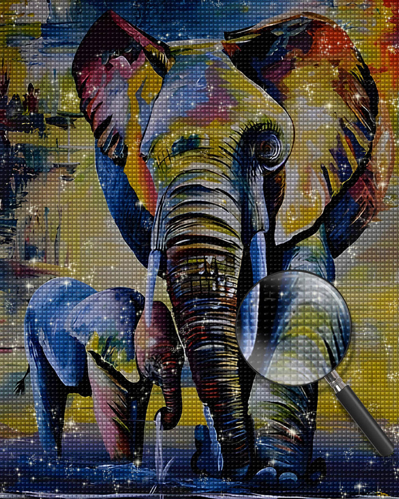 Elephant and Baby Elephant Diamond Painting