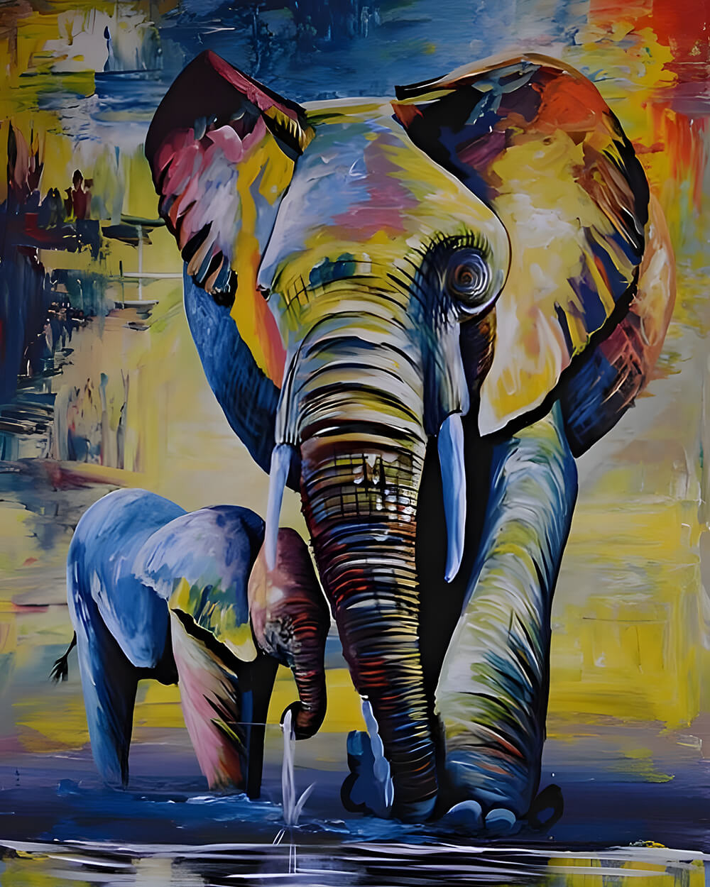 Elephant and Baby Elephant Diamond Painting