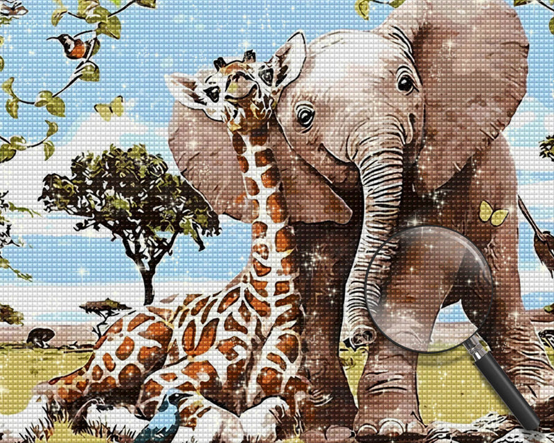 Elephant and Giraffe Friends Diamond Painting