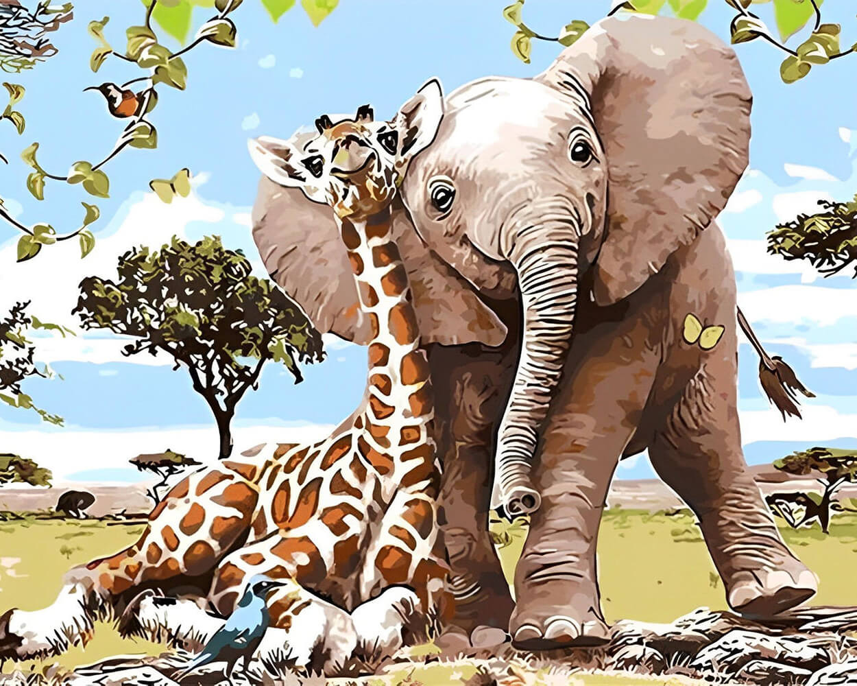 Elephant and Giraffe Friends Diamond Painting