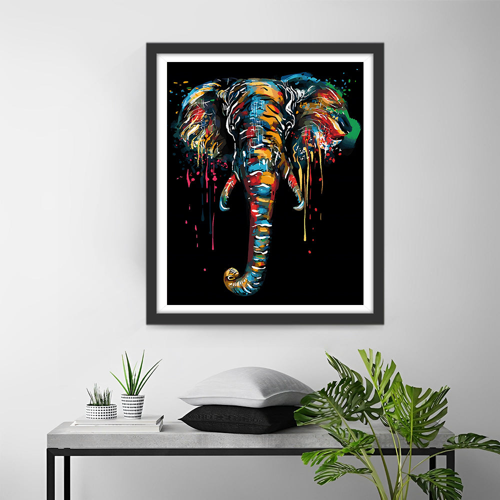 Elephant Head in the Dark Diamond Painting