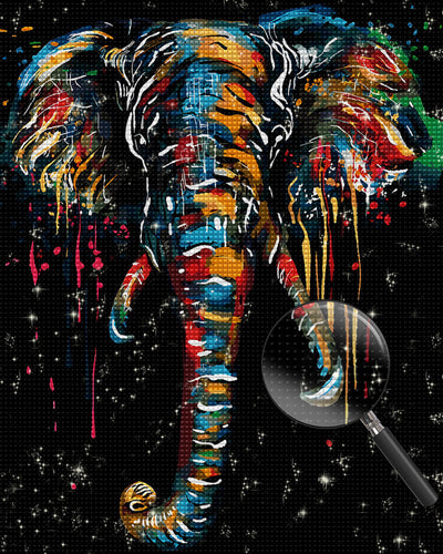 Elephant Head in the Dark Diamond Painting